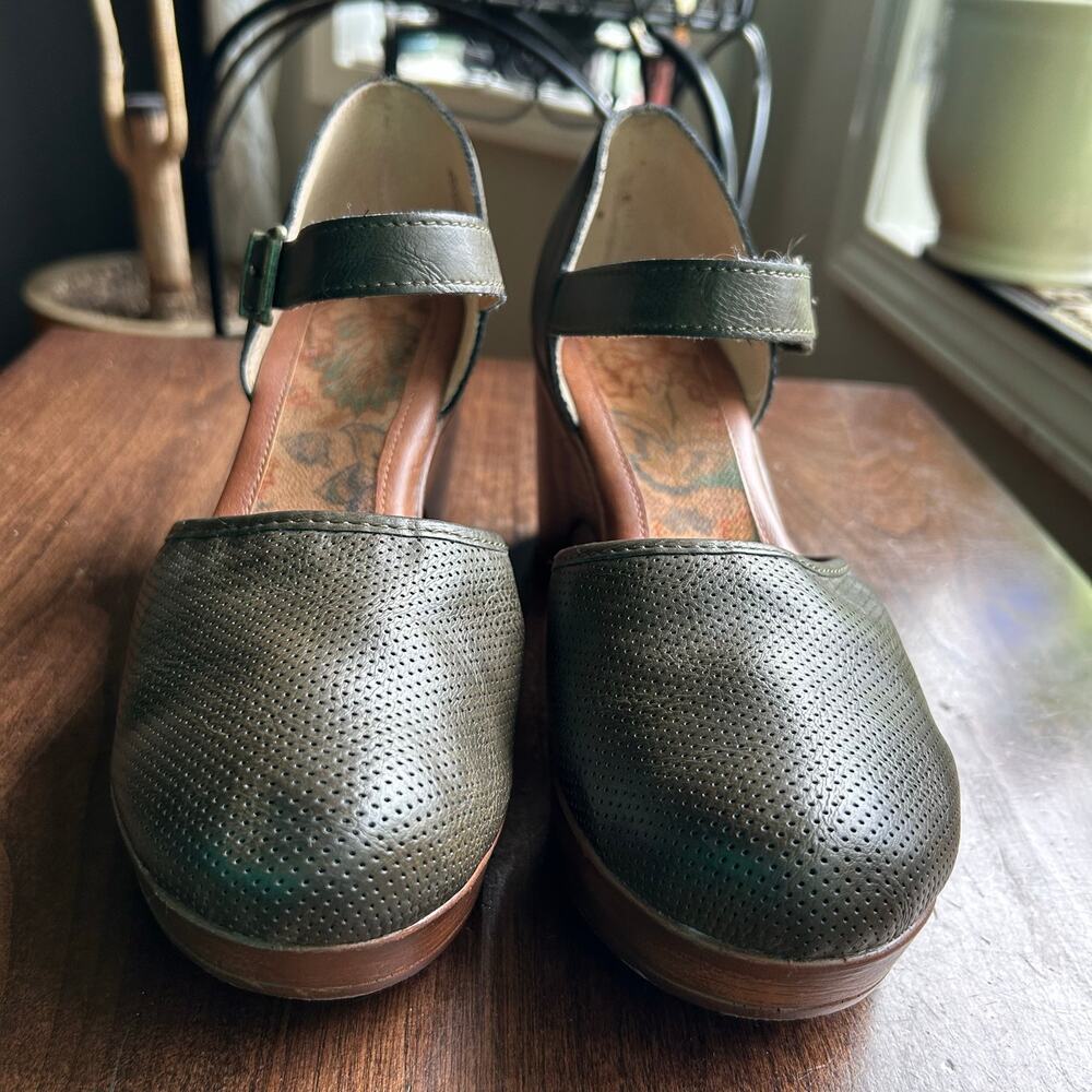 BOC Gia Woodgrain Platform Mary Jane Pump green women’s size 8 - Picture 3 of 7